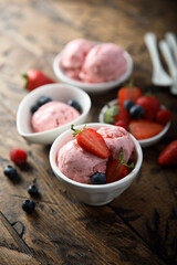 Homemade red berry ice cream