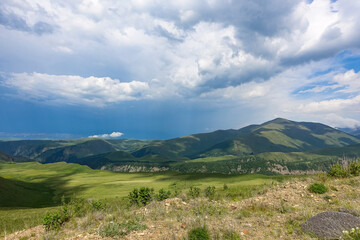 The high-mountain road to the tract of Jily-Su. Caucasus. Kabardino-Balkaria. Russia.