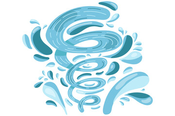 A splash of water with a whirlpool, drinking water splashing out like from a fountain. Vector illustration