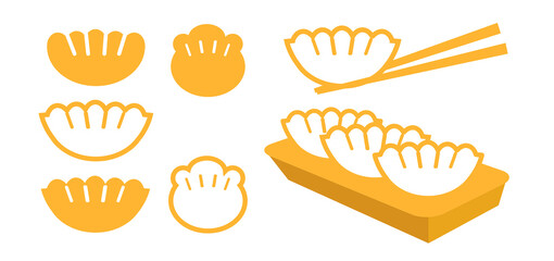 Dumplings, food vector icons set