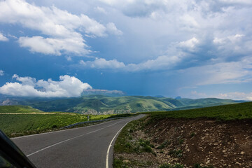 The high-mountain road to the tract of Jily-Su. Caucasus. Kabardino-Balkaria. Russia.