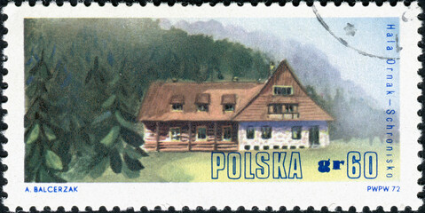 POLAND - CIRCA 1972: A Stamp printed in Poland shows a series of images "Historic Architecture of the mountain homes in Poland"