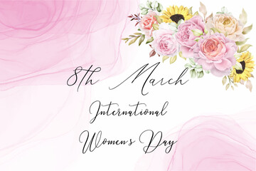 Women's day background with floral decorations.