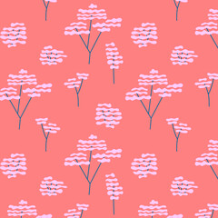 Cute modern abstract trees seamless pattern with pastel colors. Simple clean line pattern for fabric, wallpaper, clothes and stationery.