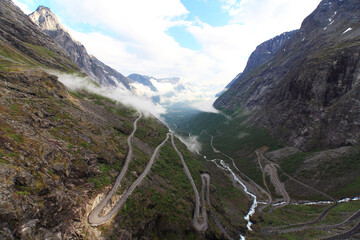 Trollstigen (troll path) - a tourist attraction in Norway