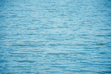 The surface of the water is blue in the evening.