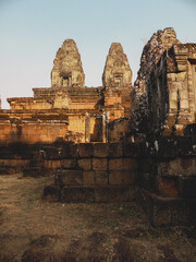 Ruins of an ancient stone temple lost in the Cambodian jungle - Eastern Mebon of Angkor temples