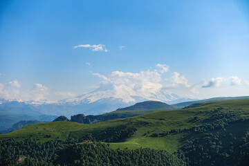 The high-mountain road to the tract of Jily-Su. Caucasus. Kabardino-Balkaria. Russia.