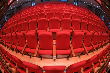 The red row chairs are in the theater, North China