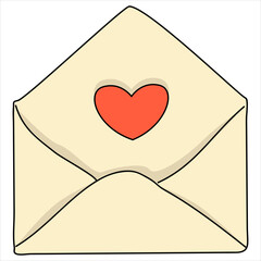 Opened envelope with heart with shadow for Valentine's Day. Valentine card. EPS 10.