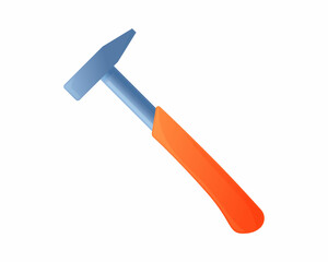 Vector illustration claw hammer isolated on white background. Carpenter or builder hammer vector icon in flat cartoon style. Handyman tool for home repair.