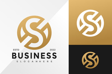 Golden S Monogram Logo Design Vector illustration template