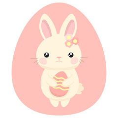 Cute easter bunny with egg. Vector illustration