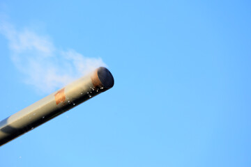 Industrial steam pipeline in the blue sky background, North China