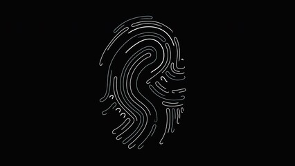 Touch ID fingerprint animation is a futuristic digital processing of the biometric scanner concept and application security scanning. Alpha channel. No background. Isolated.