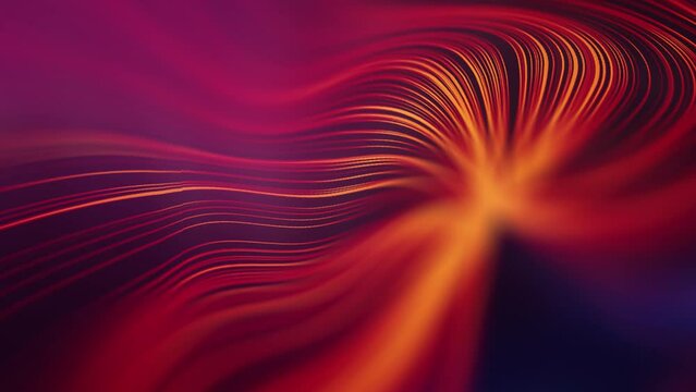 Concentric red lines dynamic colorful background. Blue neon line technology background animation. Seamless loop 4k.
