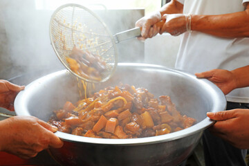 Chinese traditional dishes big pot stew from the pot
