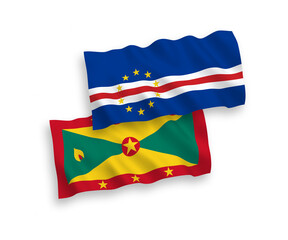 Flags of Republic of Cabo Verde and Grenada on a white background