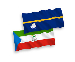 Flags of Republic of Equatorial Guinea and Republic of Nauru on a white background