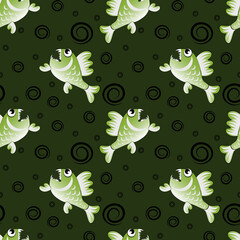 predatory evil piranha fish. Fabulous underwater world. Styling, cartoon style. Design element