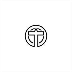 letter t logo vector line template