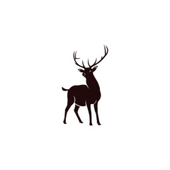 Silhouette off deer with antlers on white background. Suitable for your design need, logo, illustration, animation, etc.