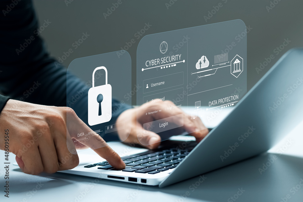 Wall mural cybersecurity concept, user privacy security and encryption, secure internet access future technolog