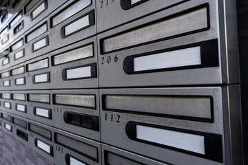 Stainless steel mailbox in an apartment building_03