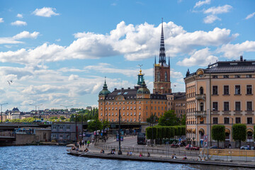 Fototapeta premium Gamla Stan old town at night in Stockholm, Sweden