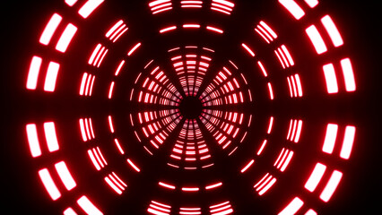 Glowing Circular Dashed Red Tunnel Light Overlay Effect