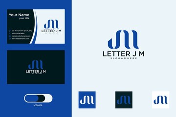 letter j m abstract logo design - obrazy, fototapety, plakaty
