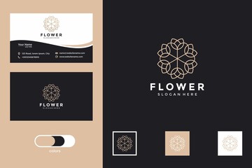 flower line art logo design template