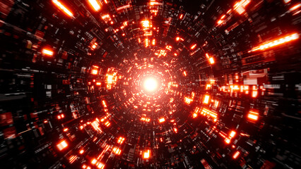 Shiny Red Light Futuristic Technology Tunnel Texture