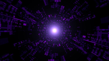 Shiny Purple Flare Light in the Sci Fi Mechanical Technology Tunnel Texture Background
