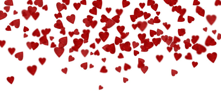Recurso grafico para el día de San Valentín. Fondo o banner de corazones en distintos tamaños. Corazones diseño de confeti. Recurso con espacio para texto e imagen