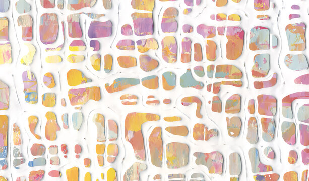 Mosaic pattern of multicolored slices oil paint texture. Patchwork abstract background. High detail.	