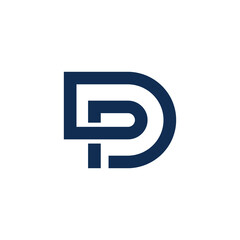 Initial letter D,P flat minimalist with monogram style in white background, vector logo design editable