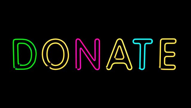 donate neon text free , transparent background