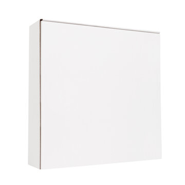 Blank white slim box isolated on white background
