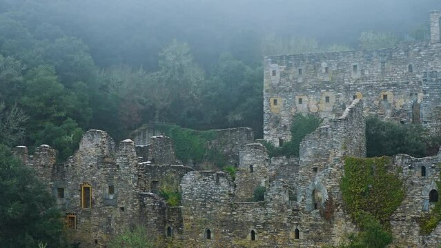 Botanical Garden of Santa Catalina in the ruins of a 13th century monastery. Tresbridges. Municipality of Iru&ntilde;a de Oca. Sierra Badaya, Alava province, Basque Country, Spain, Europe