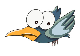 Cool bird isolated on white background. Vector illustration