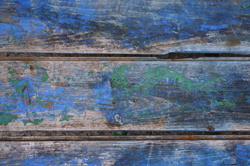Texture of old blue wooden planks