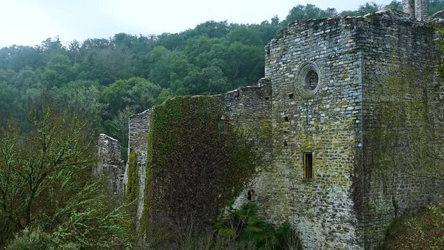 Botanical Garden of Santa Catalina in the ruins of a 13th century monastery. Tresbridges. Municipality of Iru&ntilde;a de Oca. Sierra Badaya, Alava province, Basque Country, Spain, Europe