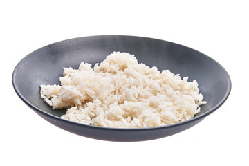  Bowl of delicious rice over white isolated background