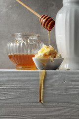 Fresh cottage cheese or ricotta with honey.