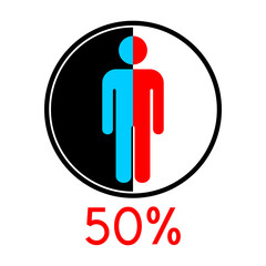 Circle diagram percentage 50 with man icon