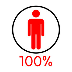 Circle diagram percentage 100 with man icon