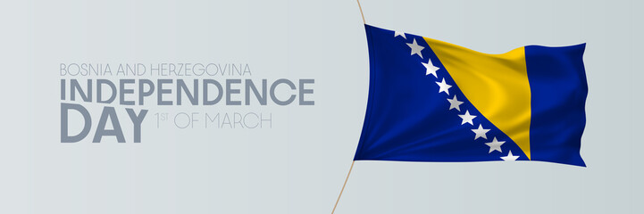 Bosnia and Herzegovina independence day vector banner, greeting card