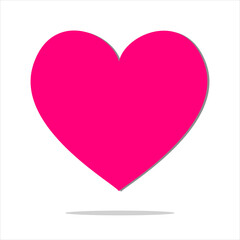 Heart, Symbol of Love and Valentine's Day. Flat Pink Icon Isolated on White Background. Vector illustration.