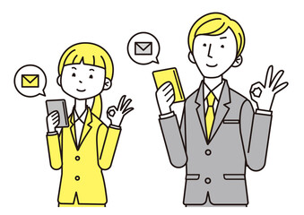 男女　スーツ　2色　スマホ　メール